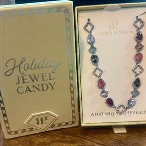 BP Holiday Jewel Candy NK80338 Sparkling Jewel Drop Necklace - Black Cherry Dusk